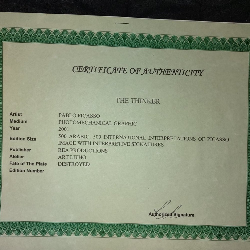 Picasso Print "The Thinker" 60 of 500 - Picture 3 of 4